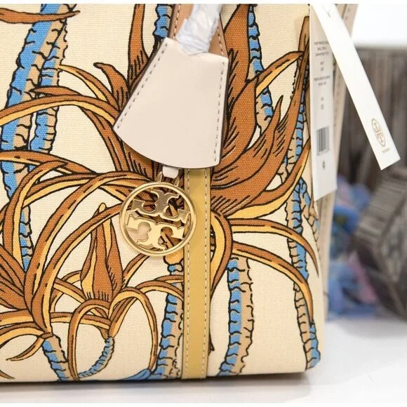 Tory Burch Perry French Cream Climbing Vine Triple Compartment SML Tote Bag NWT - Picture 2 of 7